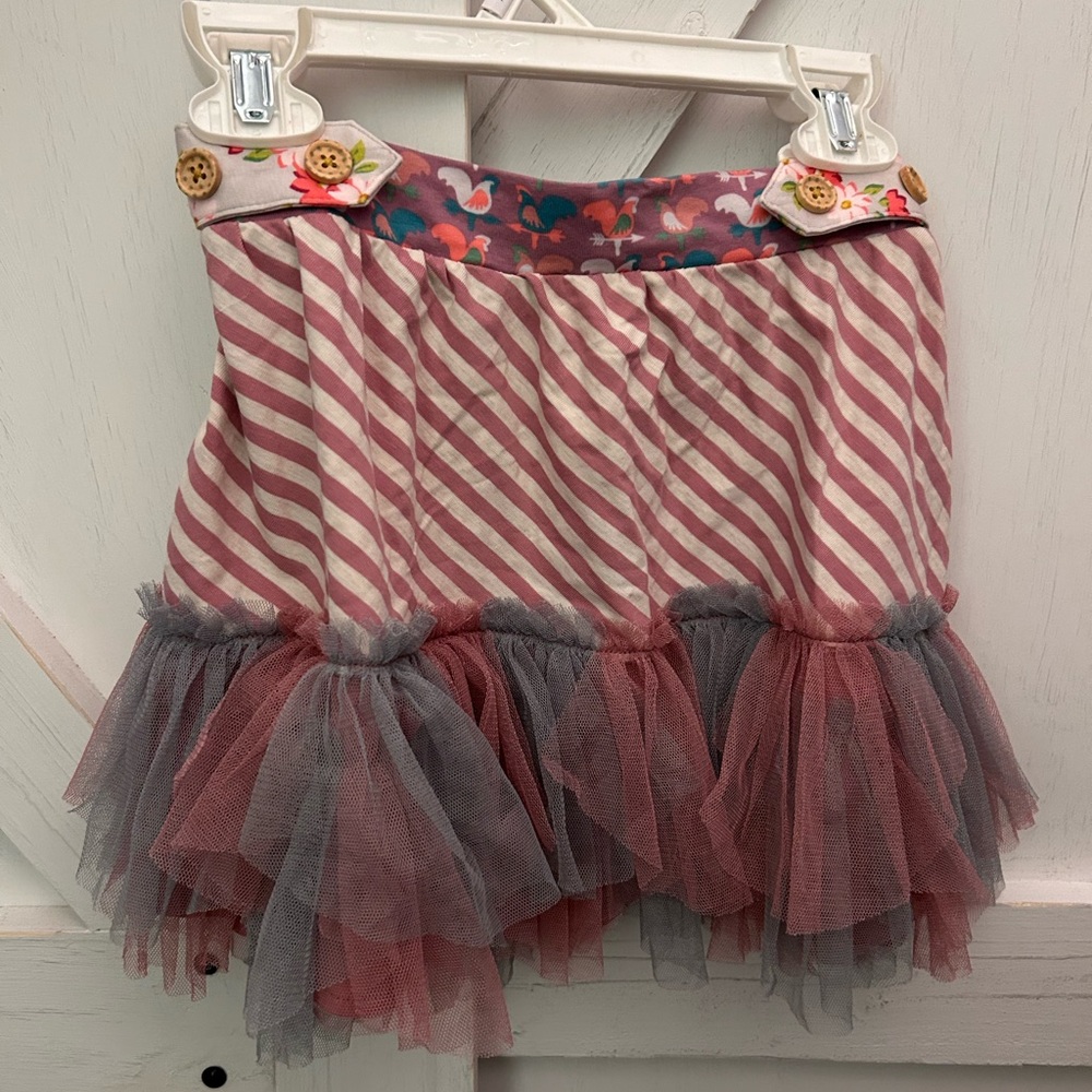Matilda Jane Purple Skirt with Striking Stripes and Tulle Trim- size 6